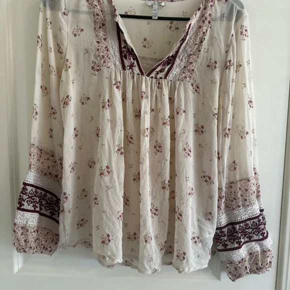 Joie Joleta 100% Silk, Floral Print Embroidered Lace Trim Blouse / Top XS - Picture 11 of 11